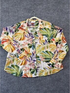 Calypso St. Barth Floral Print Lightweight Cotton Shirt 2XL  Resort Wear beachy